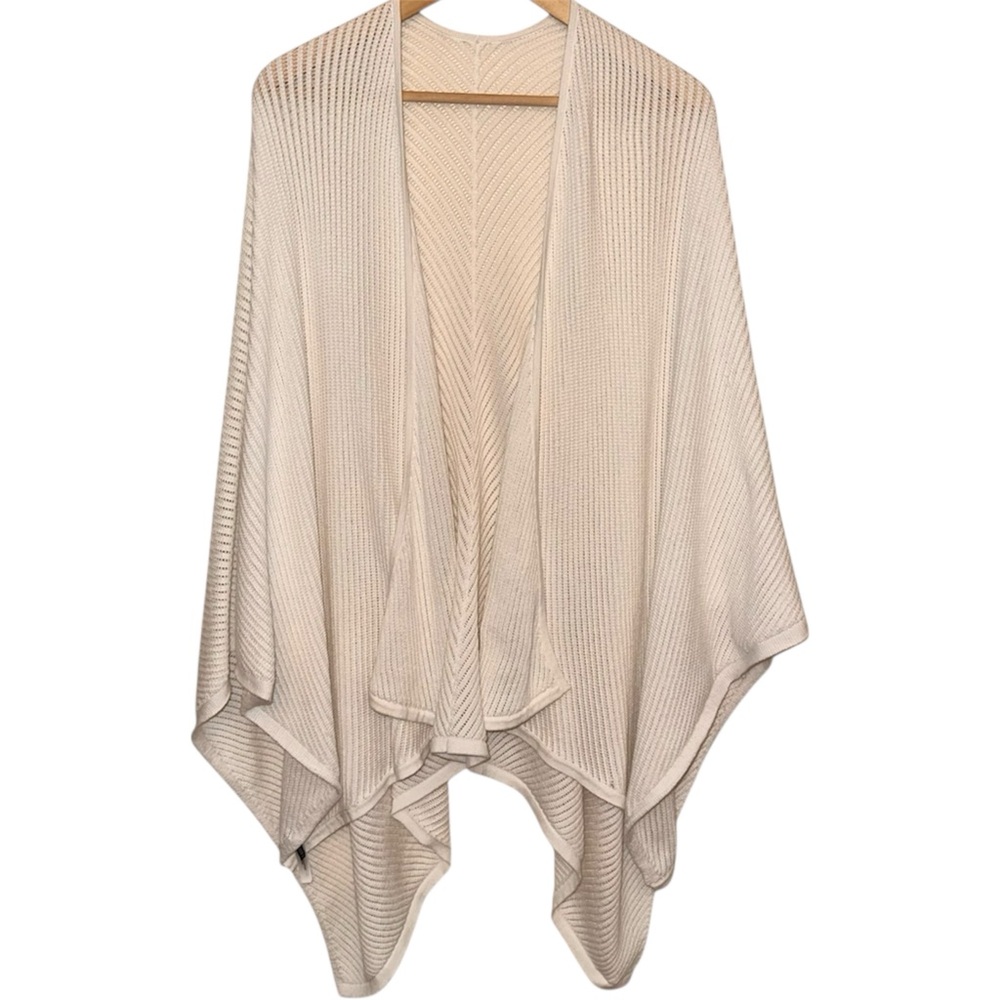 Talbots Cream Open-Front Knit Poncho